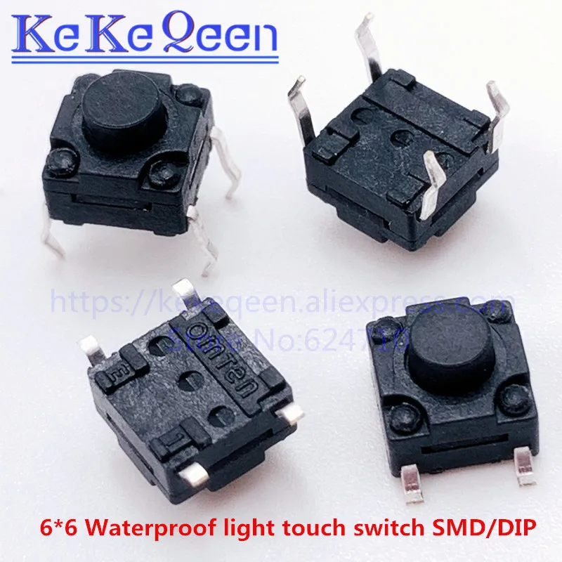 100PCS waterproof 6*6*4.3/4.5/5/5.5/6/6.5/7/7.5/8/8.5/9/10/12 mm Light touch switch patch 4 feet micro Key switch SMD-4 DIP-4