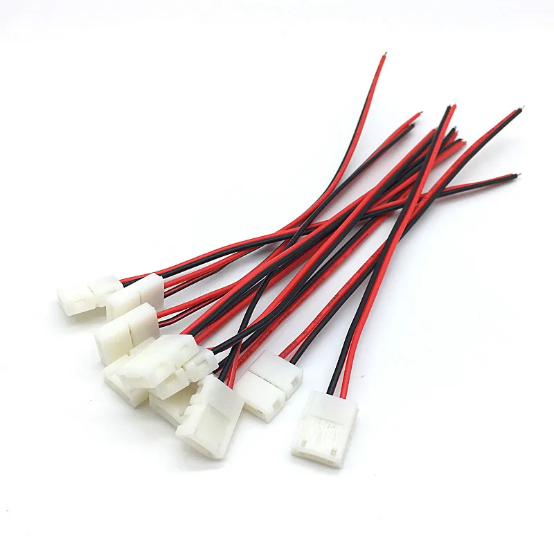 100pcs/lot LED Strip Connector 2pin 10mm 8mm Two End One End With Wire Free Welding Connector No Need Soldering