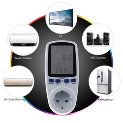 EU Plug AC Power Meters 230v Digital Voltage Wattmeter Power Consumption Watt Energy Meter Electricity Analyzer Monitor