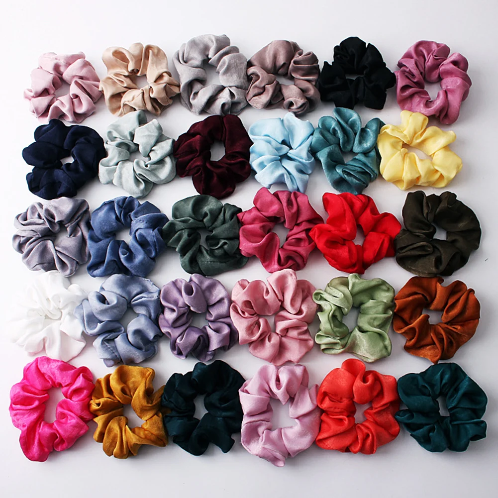 

2022 New arrival Fashion women lovely satin Hair bands bright color hair scrunchies girl's hair Tie Accessories Ponytail Holder