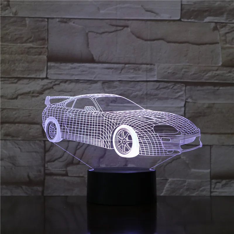 Super Sports Car Nightlight Led 3d Illusion Lampara Multicolor Rgb Children Kids Gift Table Lamp Bedroom Decorative Lamp 1774