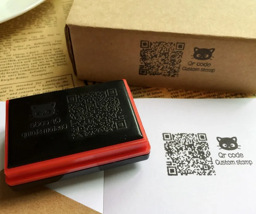 Qr code stamp Custom photosensitive seal stamp  personalized logo Self inking stamp custom