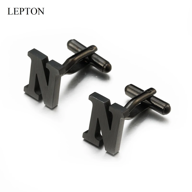 

Lepton Stainless steel Letters N Cufflinks for Mens Black & Silver Color Letters N of alphabet Cuff links Men Shirt Cuffs Button