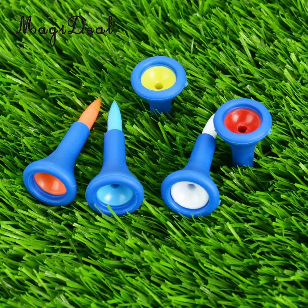 MagiDeal 10 Pieces/Set Soft Rubber Cushion Top Golf Tees Random Color Short