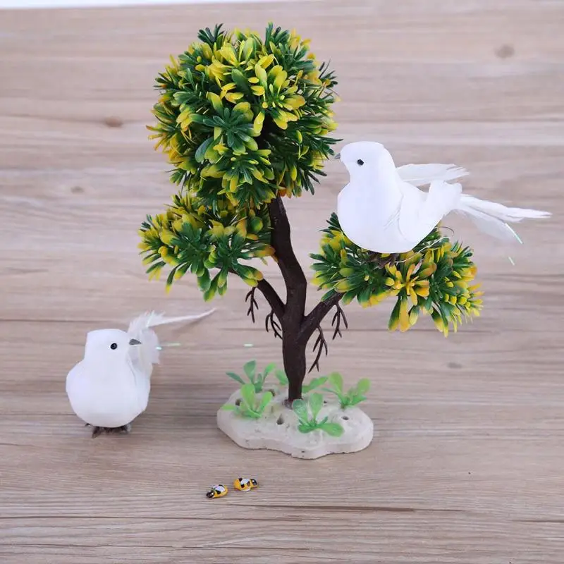 1/2pcs White Doves Feather Artificial Foam Lover Peace Doves Bird Home Decor Decoration Simulation Figurines Miniatures