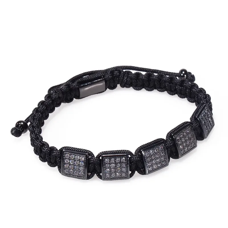 Nuovo Braccialetti di Zircon Degli Uomini Dei Monili Cubic Micro Pavimenta CZ Corona di Fascino Intrecciato Treccia Uomini Pulseira Bileklik Erkek