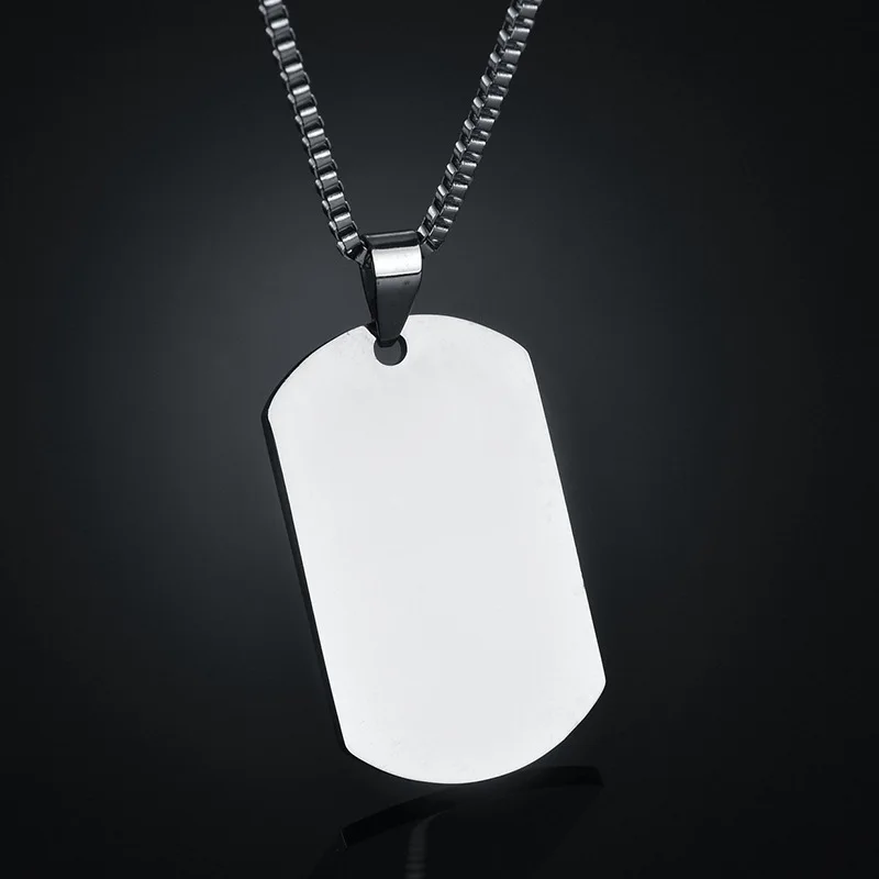 316L Stainless Steel Pendant Necklace Pendant Gold Black silver color Dog Tag Plate Army Biker Chain Necklace Man Woman 3 Size