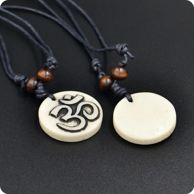 AUM OM Ohm Hindu Buddhist Hinduism Yoga India resin Pendant Necklace Amulet Lucky Gift Tribal Fashion Jewelry