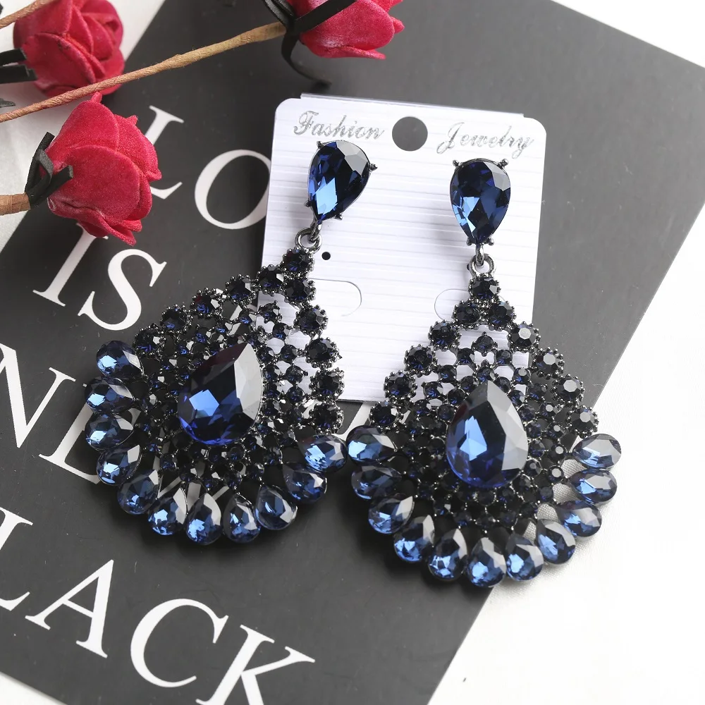 VEYO Luxury Hyperbole Crystal Earrings for Women Rhinestone Hollow out design Drop Earrings Gift