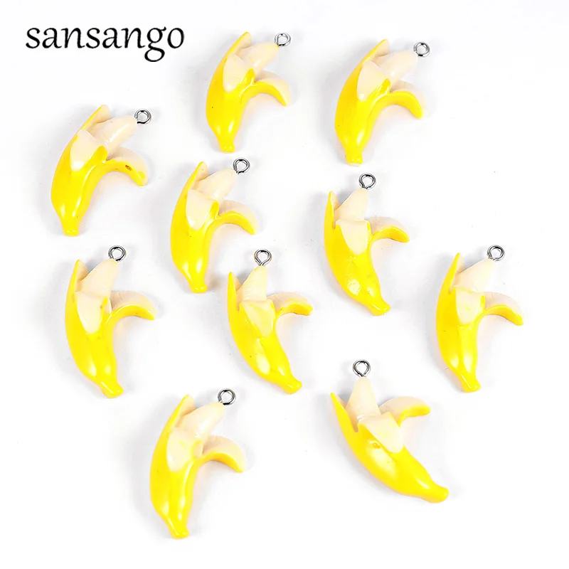 10pcs Yellow Resin Banana Fruit Charms Pendant For Jewelry Making Accessories DIY Earrings Bracelet Necklace Keychain Gift