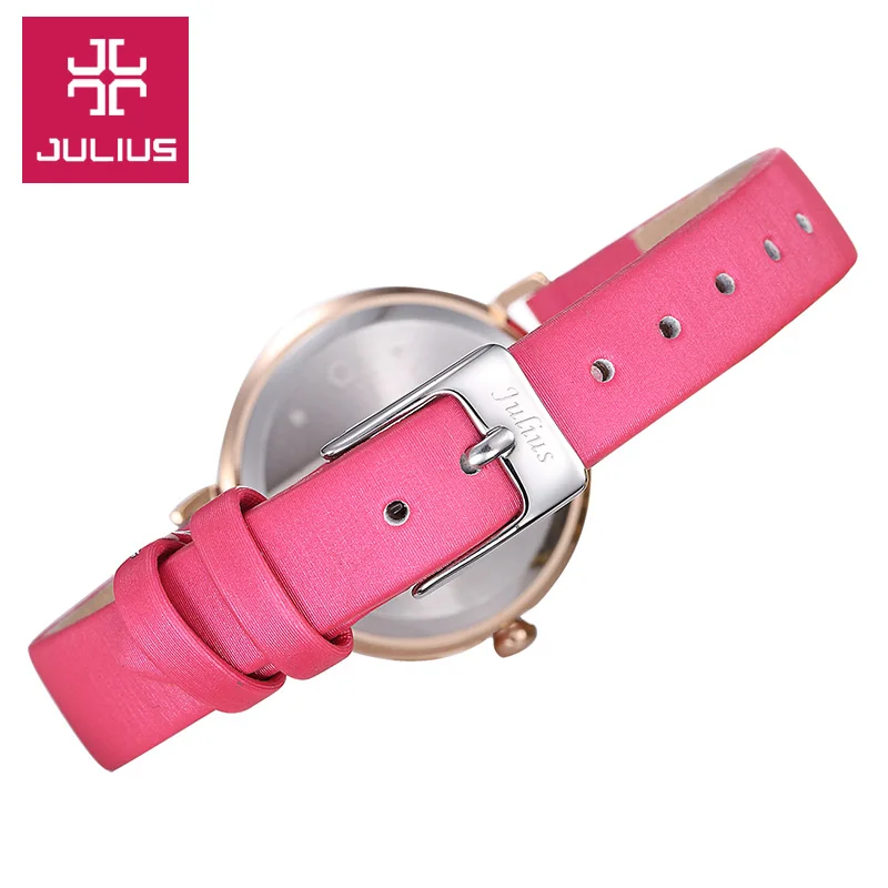 Bling Star Cut Glass Lady Women\'s Watch Japan Quartz Hours Fine Fashion Bracelet Real Leather Girl\'s Birthday Gift Julius No Box