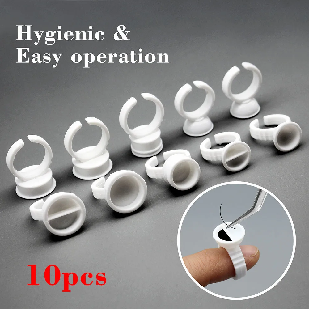 Kimcci 10pcs Disposable Eyelash Extension Adhesive Glue Holder Ring Tattoo Pigment Holder Silicone Palette with Barrier Grid