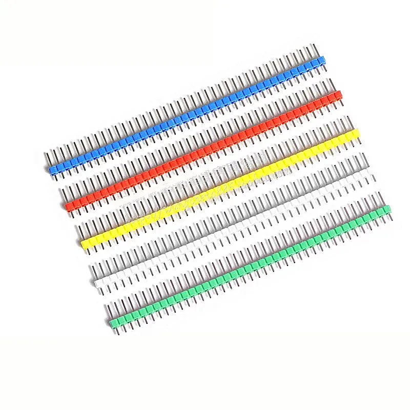 10pcs/lot 2.54mm 40 Pin 1x40 Single Row Male Breakable Pin Header Connector Strip & Jumper Blocks for Arduino 6 Colorful