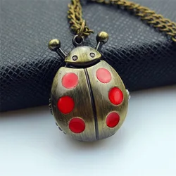 Nazeyt 2019 new fashion unisex ladybug dial pocket watch With Necklace Chain To boys and girls lovely animals smart fob clock