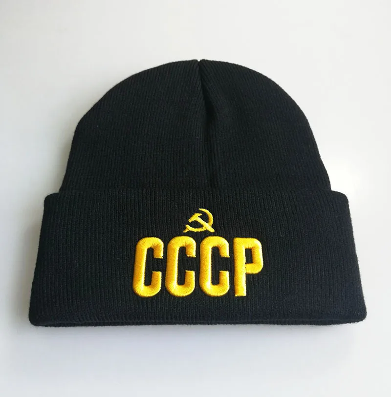 3D CCCP USSR Russian Cap Beanie Casual Embroidery Knitted Hat for Women Men Hip-Hop Skullies