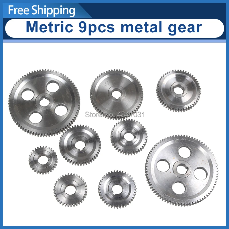 9pcs Metric Metal Gear For SIEG C2 C3 G8688 G0765 BD-6 BD-7 M1-250 Craftex CX704 Mr.Meister Compact 9 Clarke CL300M S/N:10002