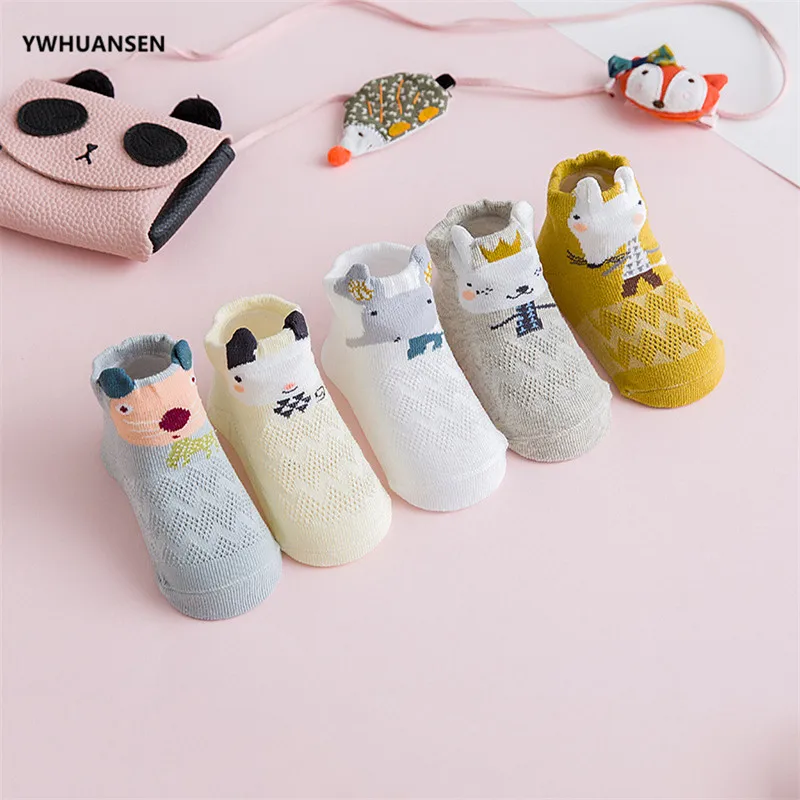 5 Pairs/lot Cotton Boy Child Socks Infants Summer Mesh Socks For Newborns Baby Cute Cartoon Socks For Girls Thin Soft