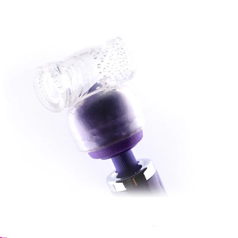 Transparent Magic Wand Headgear AV Stick Attachment Vibrator Accessories Penis Masturbation Sleeve Adult Sex Toys for Men Male