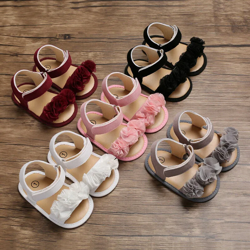 PUDCOCO Pretty Newborn Kid Baby Girl Flower Lace Sandals Clogs Flat Shoes Summer Casual Crib Shoes First Prewalker 0-18M