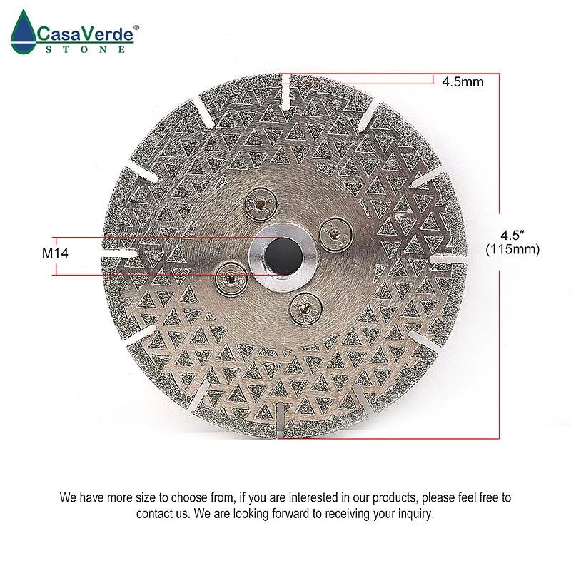 Lâmina de serra galvanizada, 4.5 polegadas, 115mm, com mandril, pedra de corte em mármore