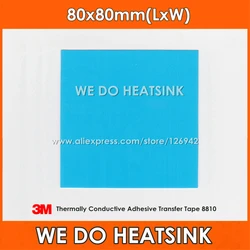 2pcs 80x80mm 3M 8810 Thermally Compound Double Sided Acrylic Adhesive Blue Heatsink Cooler Pad Thermal LED Tape