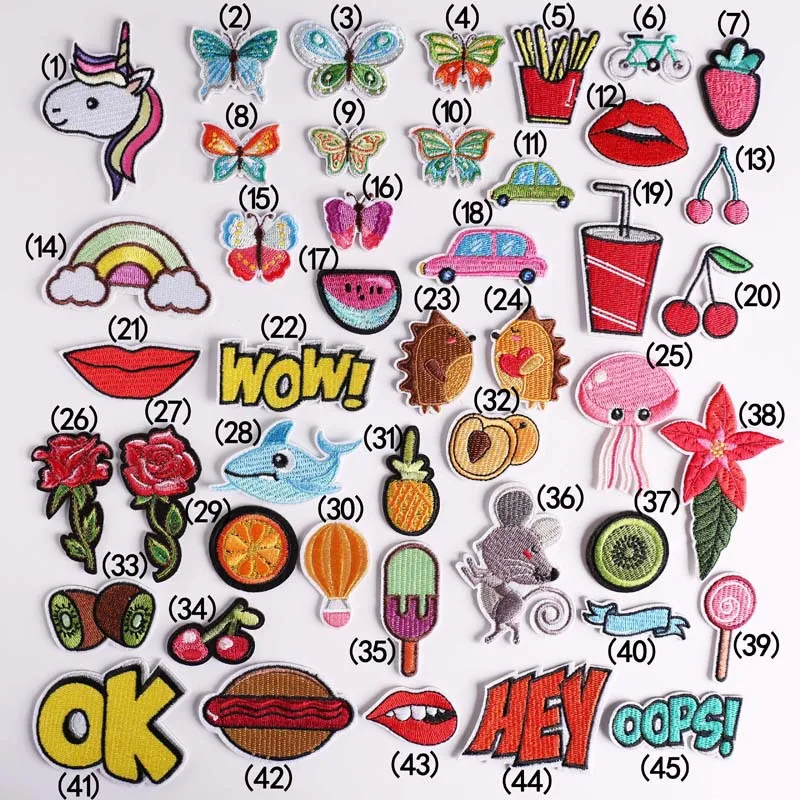 PGY 1PCS Cartoon pineapple Kiwifruit Patches Mouse Embroidery Iron Patches for Clothing DIY Ice cream Foods Stickers Appliques image 2