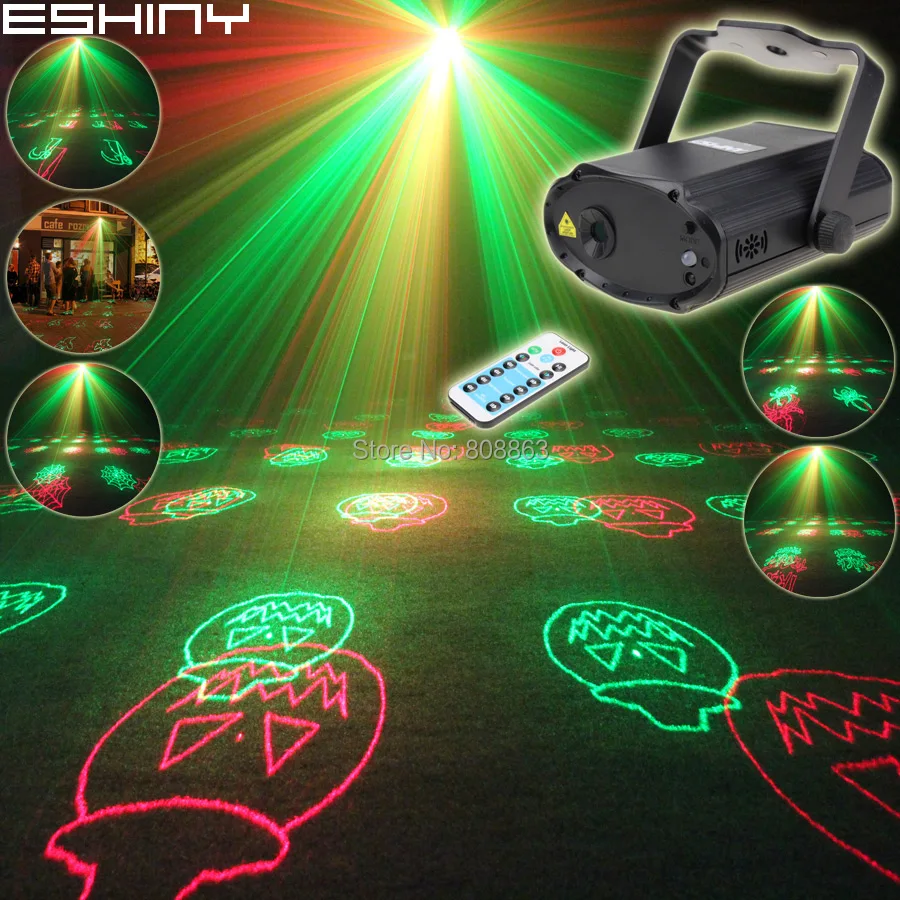 ESHINY R&G Laser 12 Halloween Patterns Projector Dance Disco Bar Family Party Xmas DJ environment lighting Light Show T105D3