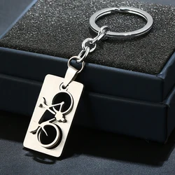 Punk Stainless Steel 3D Quadrate Bike Bicycle Keychain Dog Tag Key Chains For Mens Women Bike Lover Gifts Jewelry