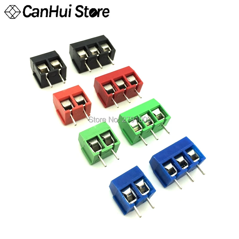 20 PCS KF301- 2P 3P screw 5.0mm terminal block 2 Pin 3 Pin pcb terminal block Connector Blue, green, red and black Selectable