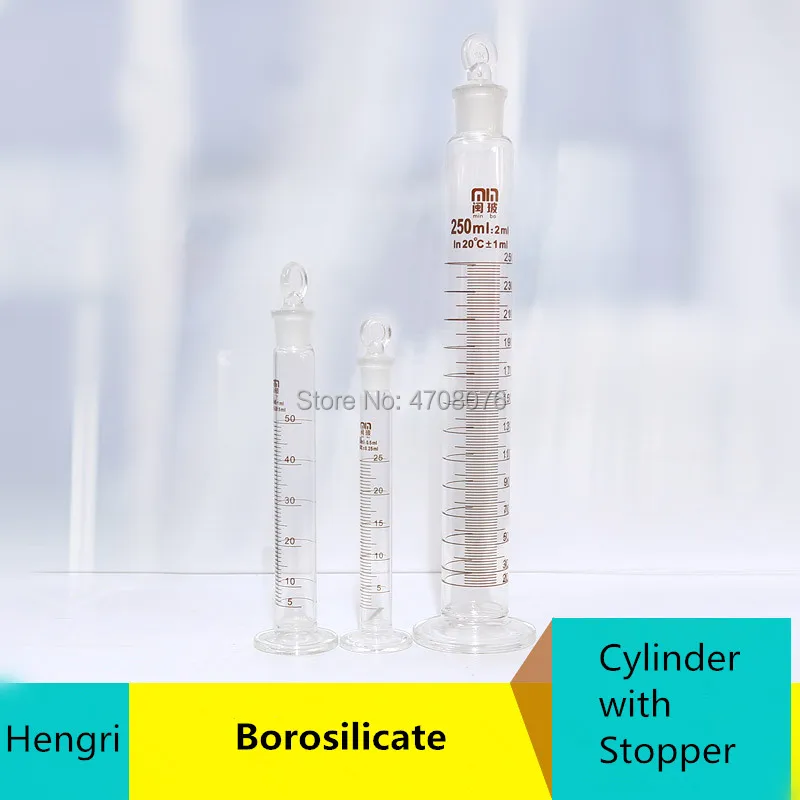 Glass graduated cylinder with ground-in stopper Pyrex lab measuring cylinder for chemical test Borosilicate 50ml 2pcs/pack