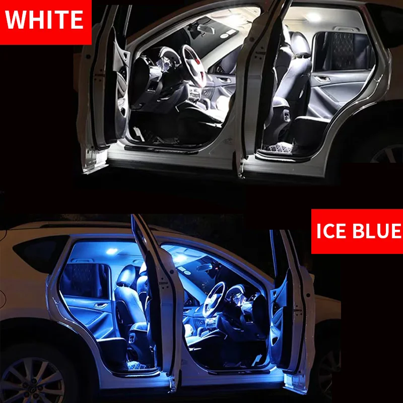 8pcs Car Accessories White Interior LED Light Bulbs Package Kit For 2001-2005 Toyota RAV4 T10 31MM Map Dome Trunk Lamp