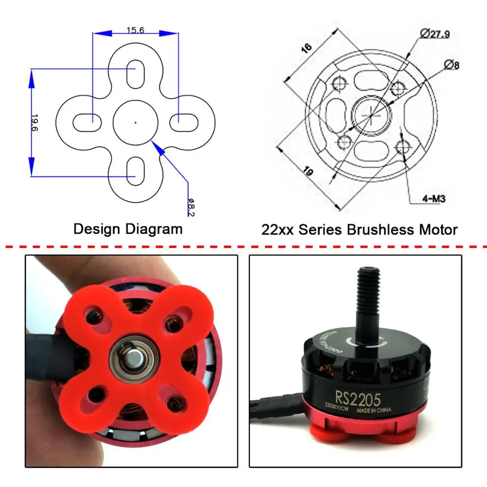 Silicone Material Brushless Motors Soft Mount Vibration Dampener Drone Motor Guard Landing Pad for 2205 2207 Motor