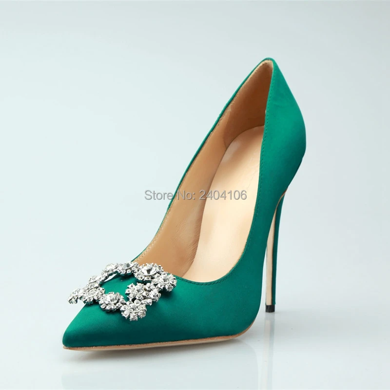 Green Color Women Wedding Dress Shoes Mature Style High Heels Shoes Stilettos Sexy Pointed Toe High Heels Party Pumps Shoes