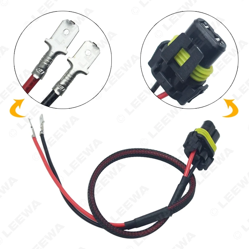 LEEWA 20pcs 12V 35W 55W Auto HID Conversion Kit Xenon Lamp Bulb Power Wire Harness Female Plug Cord H11 HID Kit Power Cable