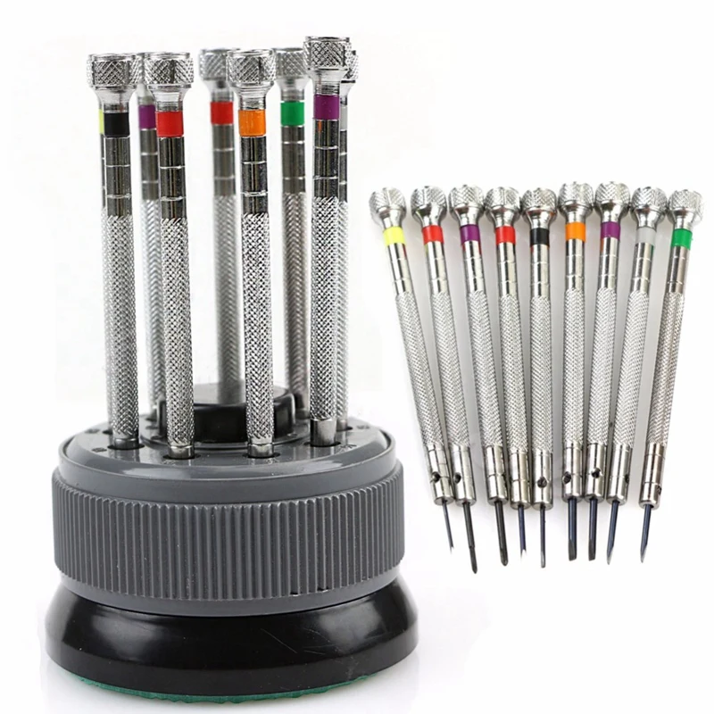 9Pcs 0.8mm-2.0mm Watch Screwdriver Screw Driver Kit Repair Tools Set For Watches Glass