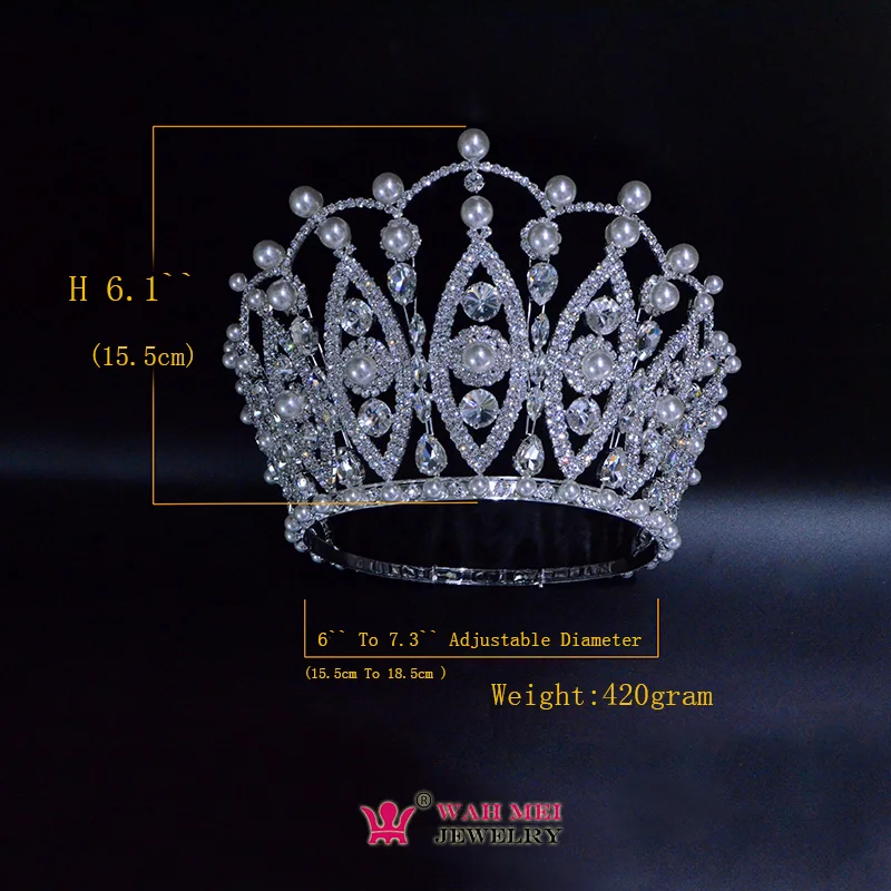 Imagem -02 - Pérola Pageant Crown High Grade Tiara Australian Crystal Hand Made Acessórios Hairwear Ajustável Mo265 Ajustável