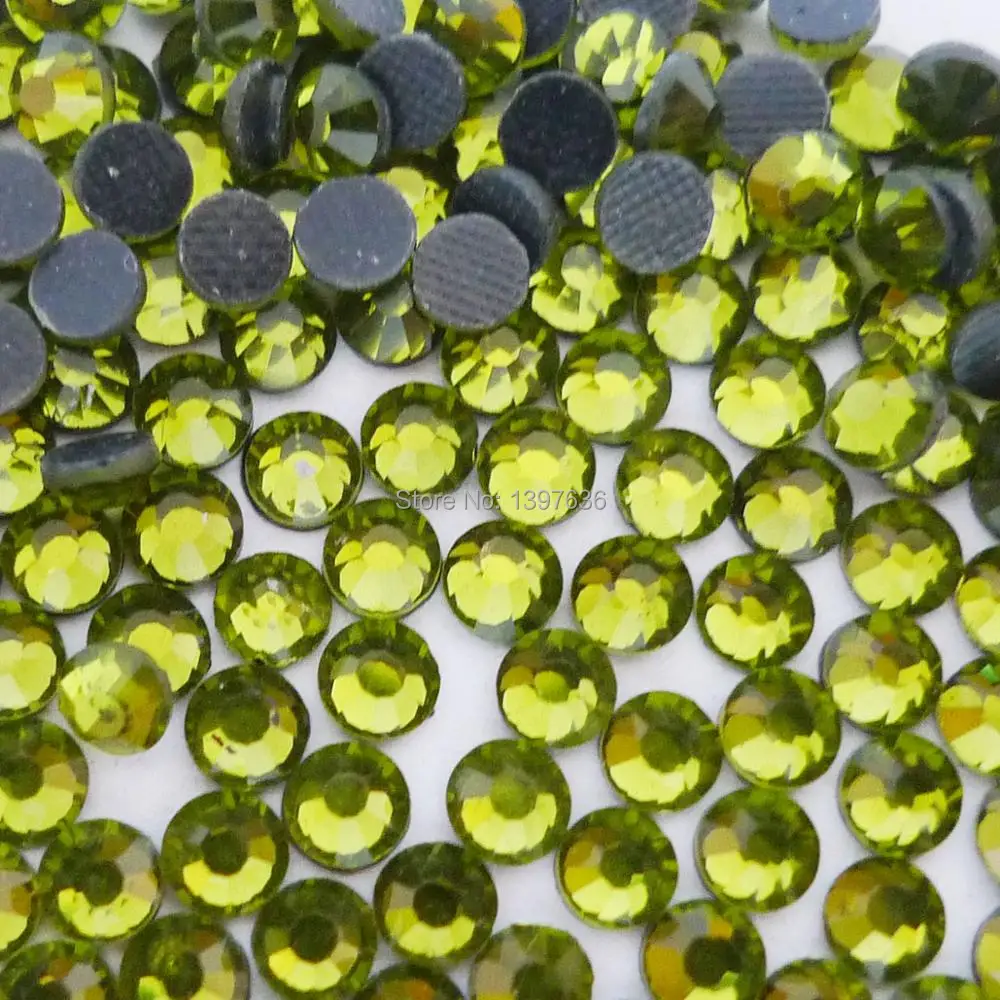 AAAA SS6~SS30 Olive Green DMC HotFix Crystal Rhinestones flatback Iron-on loose bead for nail shoe clothing phone decorations