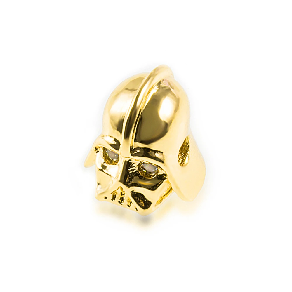 12*10mm Biochemical Warrior Helmet Brass Cubic Zirconia Diy Men\'s Beads Bracelet Jewelry Making Accessories Connector Found Hole
