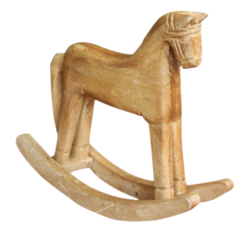 MagiDeal Nordic Wooden Crafts Rocking Horse Desk Decor Balance Art Figurines