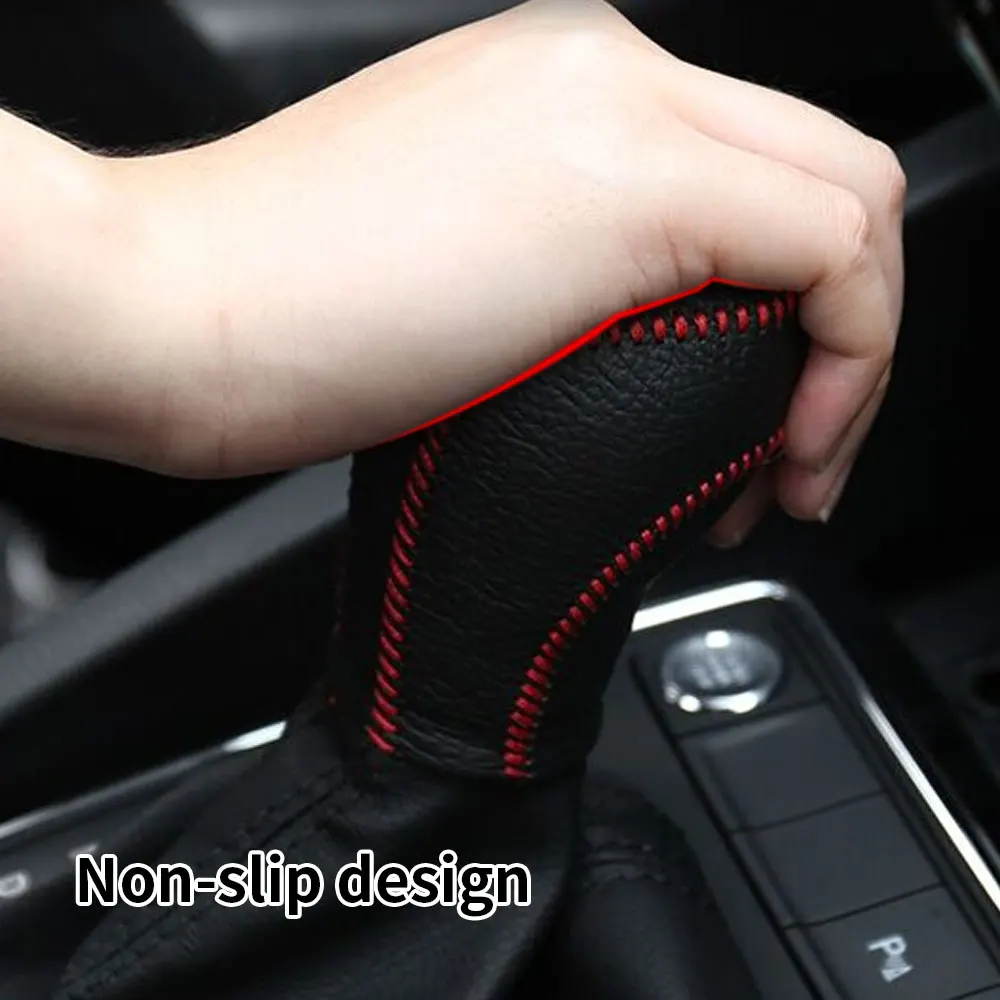 For SKODA Fabia 2008-2012 1pc PU Leather Hand Brake Shift Knob Cover Gear Case Car Interior Decor Shift Knob Shell