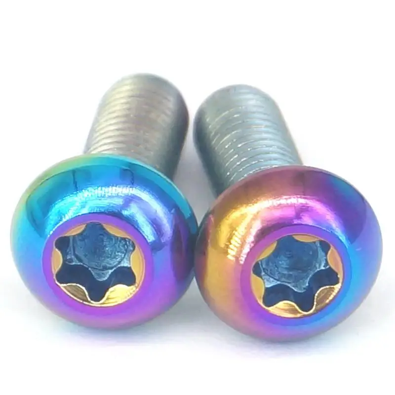 2 PCS M5x16mm Rainbow GR5 Titanium Dome Button Head Screw T25 Torx For Bike Bottle Cage