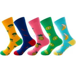 Coppia PEONFLY Men 1 Cotton Funny Crew Cartoon Animal Fruit Women novità Gift Socks per la primavera autunno inverno