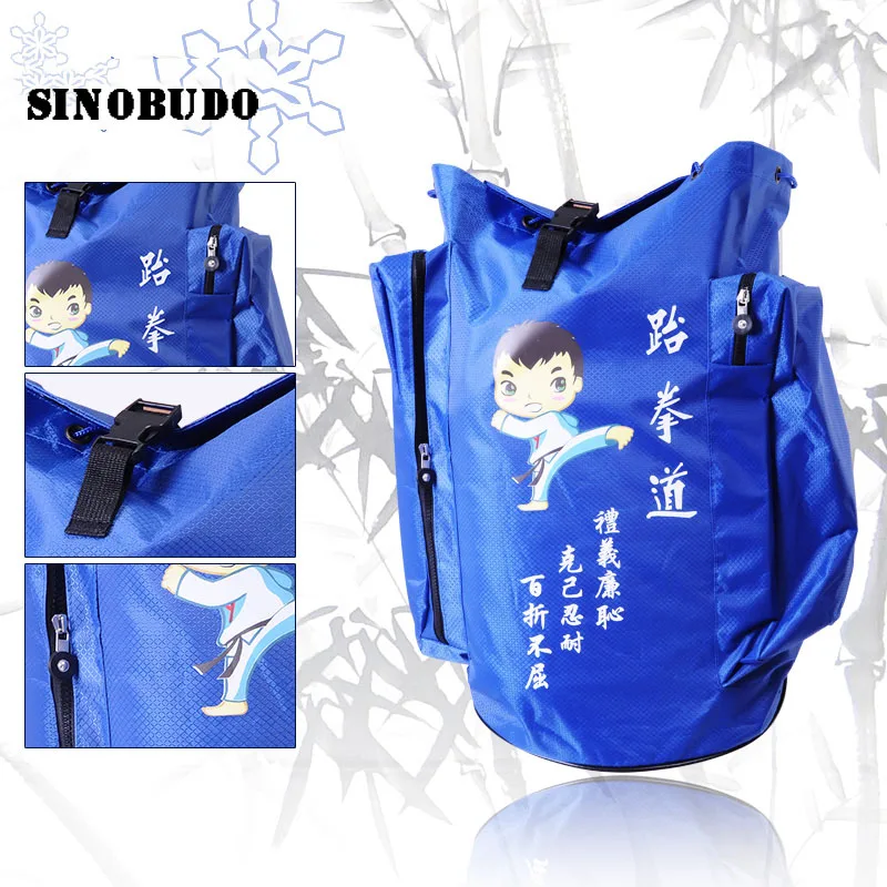 Hot Taekwondo Backpack Children\'s Adult Bag Equipment Cartoon Package Bag Taekwondo Bag Protector Bag Protector Blue Red