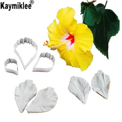 Hibiscus Flower Veiner &Cutter Silicone Mould Cake Decorating Tools ,Sugarcraft Mold Fondant Gumpaste Candy Mold CS275