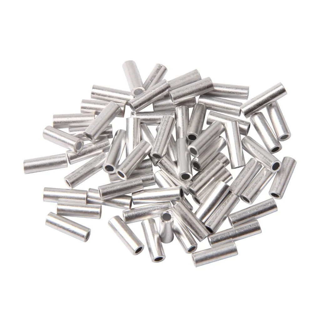 Hyaena 100pcs Single Barrel Crimp sleeves Aluminum Fishing Line tube Crimping sleeve for Bait rig Fishing Tackle Connector