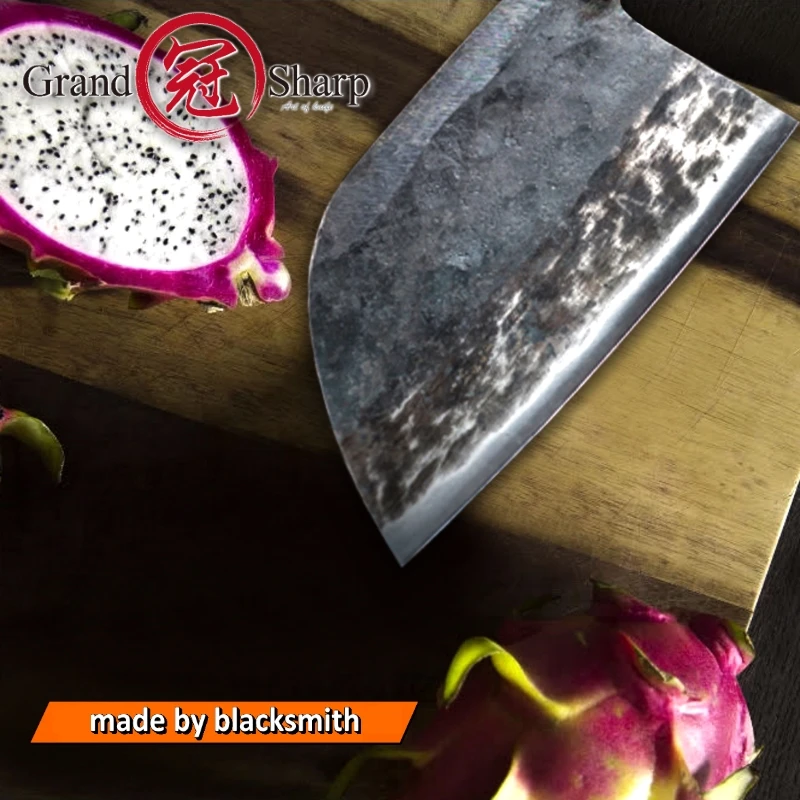 Handmade Forged Chef Knife Clad Steel Forged Chinese Cleaver Professional Kitchen Knives Meat Vegetables Slicing Chopping Tools