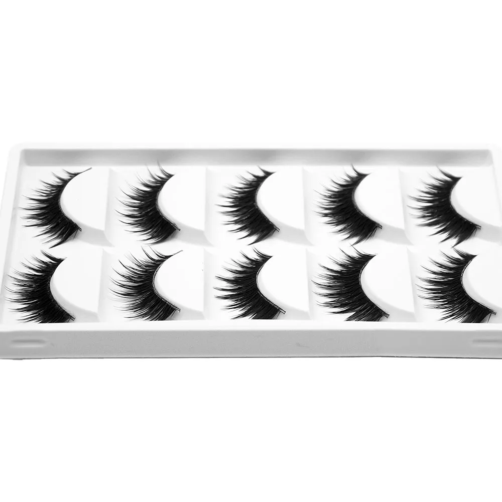 Kimcci 5pairs Natural Long 3D Mink Eyelash Fashion Cruelty Free Eyelashes Handmade Reusable Lashes Popular Makeup Fake Cilias