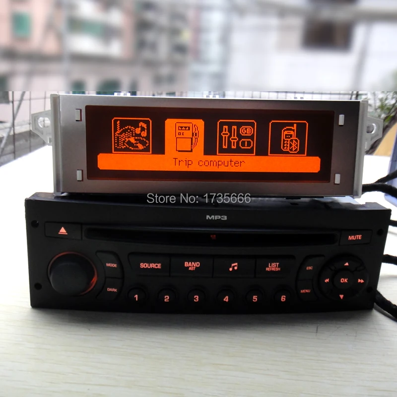 Red monitor + RD45 car radio CD player supports Bluetooth AUX USB MP3 for Citroen C3 C4 C5 for Peugeot 207 206 307 308 807