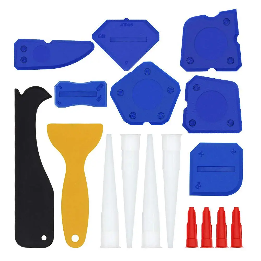 Free Shipping 17 Piece Caulking Tools Kit Grout Scraper, Caulk Remover, Caulk Nozzle, and Caulk Caps, Sealant Finishing Tool