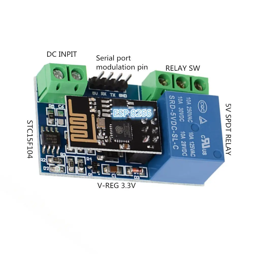 ESP8266 5V Wifi Relay Module Remote Control Switch Phone APP For Smart Home IOT Transmission Distance 400m